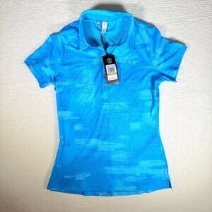 Under Armour Women's Polo Golf Shirt Heat Gear Blue Pattern NWT Small Petite